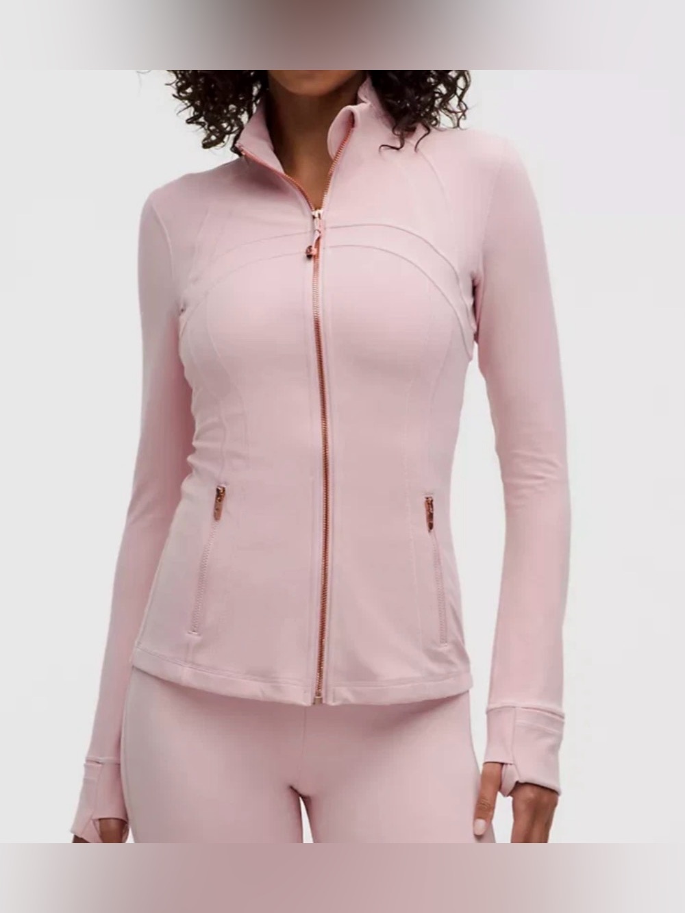 RARE Lululemon Defined Jacket Pink Rose Gold Zipper
